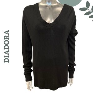 🛍️3/$40 Diadora Luxe Black Knit Sweater with Mesh Open Back | Long Sleeve Large